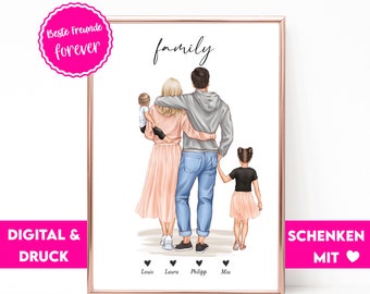 Custom Family Portrait | New Home Gift | Housewarming Gift | Mothers Day Gift | Family Gift | Gift for Mom | Family Poster Print