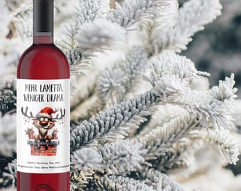 Regalo di Natale per donne, uomini e colleghi | Regalo di Natale divertente | Etichetta per vino personalizzata con la scritta Buon Natale - Italia