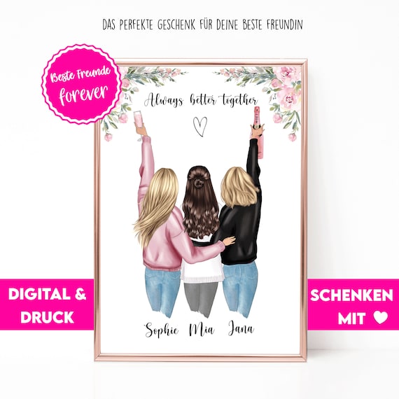 Beste Freundinnen Geschenk | Freundinnen Geschenk Bild | Geburtstag Geschenk Freundin | Freundin Geschenk Personalisiert | Freundschaft