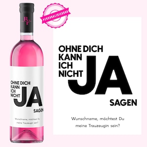 Domande per la damigella d'onore | Senza di te non posso dire di sì | Etichetta personalizzata per bottiglia di vino | con il nome desiderato | Domande sui regali per le damigelle d'onore
