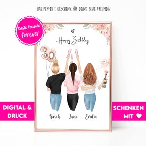 Gift Girlfriend Birthday | Girlfriends Gift Personalized | Girlfriends Picture | Gift 3 girlfriends | Best Friend Poster