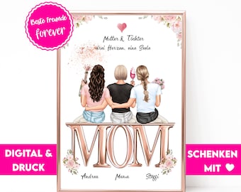 Mother's Day gift personalized | Mom Birthday Gift Picture | Mother Daughters | Mother's Day gift | Birthday Gift Mama Poster