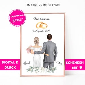 Hochzeit Geschenk Bild Personalisiert | Geschenk Brautpaar | Hochzeitsgeschenk | Hochzeit Gastgeschenk | Hochzeitspaar Poster | Just married