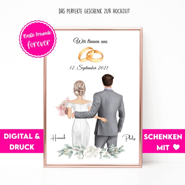 Wedding Gift Image Personalized | Gift Bridal Couple | Wedding gift | Wedding Gift | Wedding Couple Poster | Just married