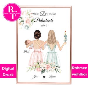 Preguntas de la madrina | ¿Quieres ser mi madrina? Regalo para bautizo de niña | Bautismo niño | Imagen de bautismo | Regalo de madrina personalizado