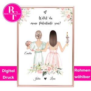 Preguntas de la madrina | ¿Quieres ser mi madrina? Madrina y niño | Cuadro de bautizo personalizado | regalo de bautizo | Madrina gracias