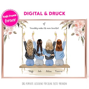 presente de imagem de amigas personalizado | Presente de aniversário do melhor amigo | Presente para namoradas | Foto de 4 namoradas | Pôster de namorada