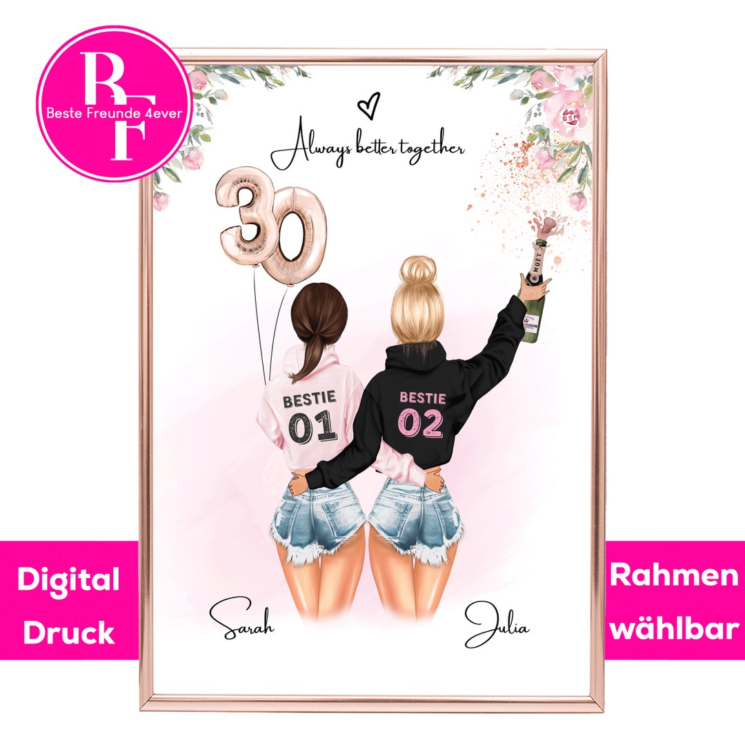 Personalisiertes Best Friends Bild - Acrylglas Mit Comic Figuren