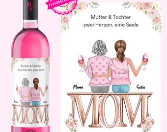 Mother's Day gift | Mom's birthday gift | Wine label for mom | Personalized sticker with name | Mom is the best