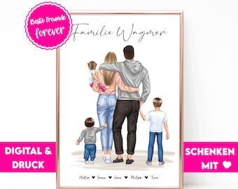Custom Family Portrait | New Home Gift | Housewarming Gift | Mothers Day Gift | Family Gift | Gift for Mom | Family Poster Print
