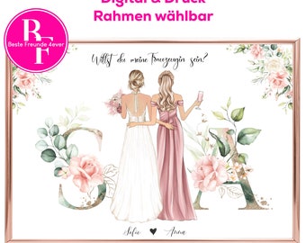 Regalo de novia de boda personalizado | Dama de honor preguntas de dama de honor | Imagen de la novia dama de honor | ¿Quieres ser mi dama de honor?