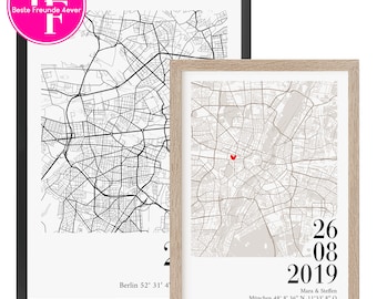 Coordinates picture | Gift for women and men for an anniversary, wedding day, Valentine's Day | Birthday gift for girlfriend, boyfriend, partner