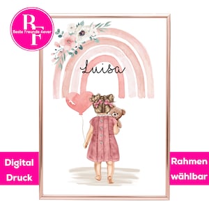 Cuadro decorativo para habitación infantil | Bautismo de regalo | Regalo de cumpleaños infantil para niñas de 1 año, 2 años, 3 años | Nacimiento de regalo | cumpleaños de los niños