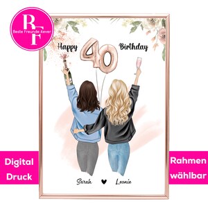 Freundinnen Geschenk Geburtstag Personalisiert | Beste Freundin Geschenk Poster | Freundinnen Bild | Geburtstagsgeschenk Freundin 40