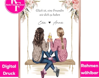 Beste Freundin Geschenk Bild Personalisiert | Freundinnen Geschenk | Freundin Geschenk Geburtstag | Freundinnen Bild | Freundin Poster