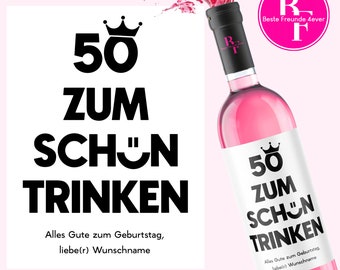 Birthday gift for wife, husband, girlfriend | Personalized 50th birthday gift | Wine label with name | Round birthday souvenir