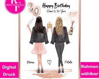 Novia de 30 cumpleaños | Regalo personalizado para mejor amigo | Novia de cumpleaños redonda | Foto de novias con nombre