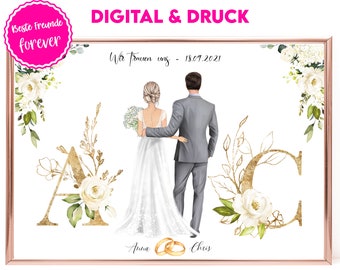 Bridal couple Gift Personalized | Wedding Gift Picture | Gift Bride | Gift Groom | Guest gift wedding | We say yes