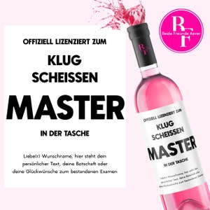 Master&#39;s degree gift | Exam passed gift | Wine bottle label personalized with desired text | Graduation gift 2024