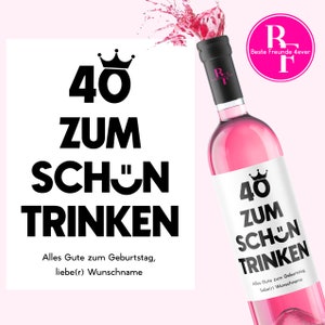 40th birthday | Gift for wife, husband, girlfriend | Funny gift for a round birthday | Wine bottle label | Birthday gift