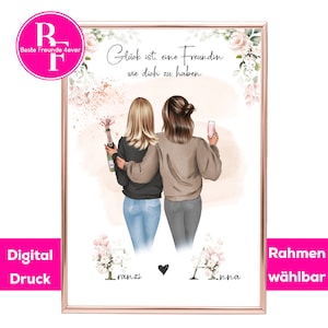 Best Friend Birthday Gift Best Friend Gift Personalized Gifts Personalized Best Friends Portrait Best Friends Print Sister Print image 1