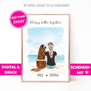 Bild Hund personalisiert | Geschenk Hund Poster | Geschenk Freundin Geburtstag | Haustier Hund Andenken | Haustier Portrait | Hundeliebhaber