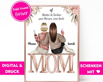 Weihnachtsgeschenk Mama Bild Personalisiert | Geschenk Mama Geburtstag | Weihnachten Geschenk Mama | Muttertag Geschenk | Mama Tochter Bild