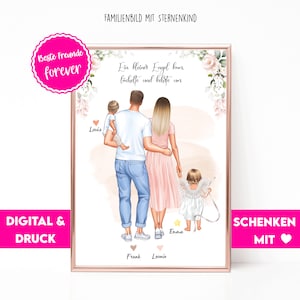 Sternenkind Erinnerung | Familienposter Personalisiert | Sternenkind Geschenk | Familienbild mit Namen | Familie Bild | Trauergeschenk