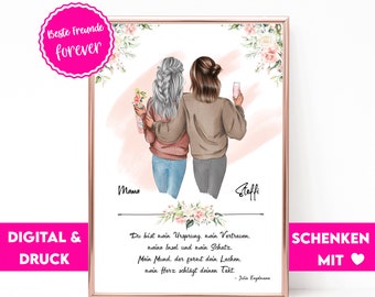 Presente da mãe Dia das Mães personalizado | Foto de mãe e filha | Presente de aniversário mãe | Presente de Dia das Mães | Presente de aniversário mãe
