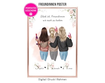 Personalized poster for friends with names | Best friend gift | BFF gift | Friends picture | Birthday gift for girlfriend