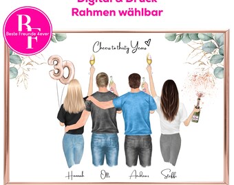 Friends gift birthday | Best friends picture personalized | Gift friendship women men | 30th birthday | Best friends picture
