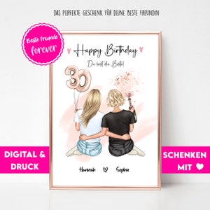 Freundinnen Geschenk Geburtstag Personalisiert | 30. Geburtstag Freundin | Freundinnen Bild | Geburtstagsgeschenk Beste Freundin Poster