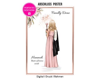 Graduation Gift 2026 Personalized, Abitur Bachelor Master PhD Gift, Congrats Graduate Poster, Custom Name Graduation Wall Art for Her