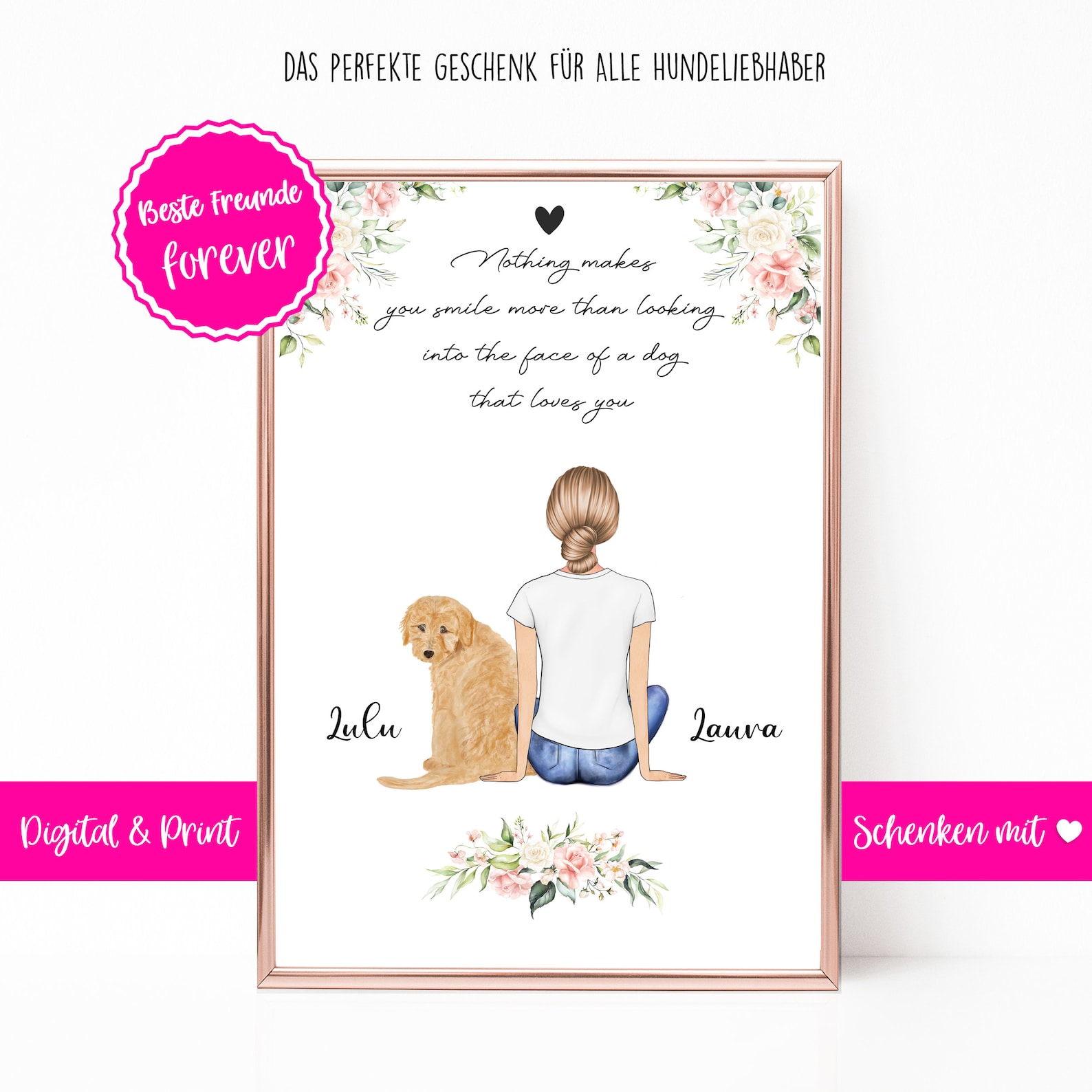 Geschenk Hund Bild Poster Hund personalisiert Haustier Etsy