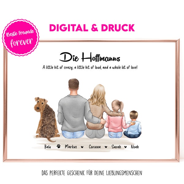 Familie Bild Poster Personalisiert | Familienbild | Geschenk Frau Mann Mama Papa | Geschenk Einzug Weihnachten Familie | Familienposter