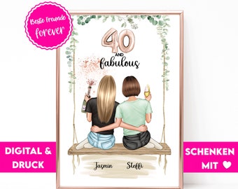 Girlfriends Gift Birthday Personalized | Girlfriends Picture | Birthday gift girlfriend 40 | Best Friend Gift Poster