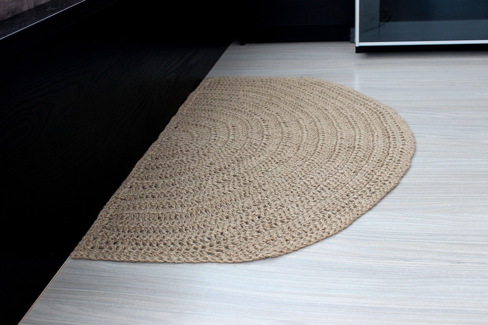 Half circle 100 Natural Jute Rug Jute doormat Half Circle Etsy