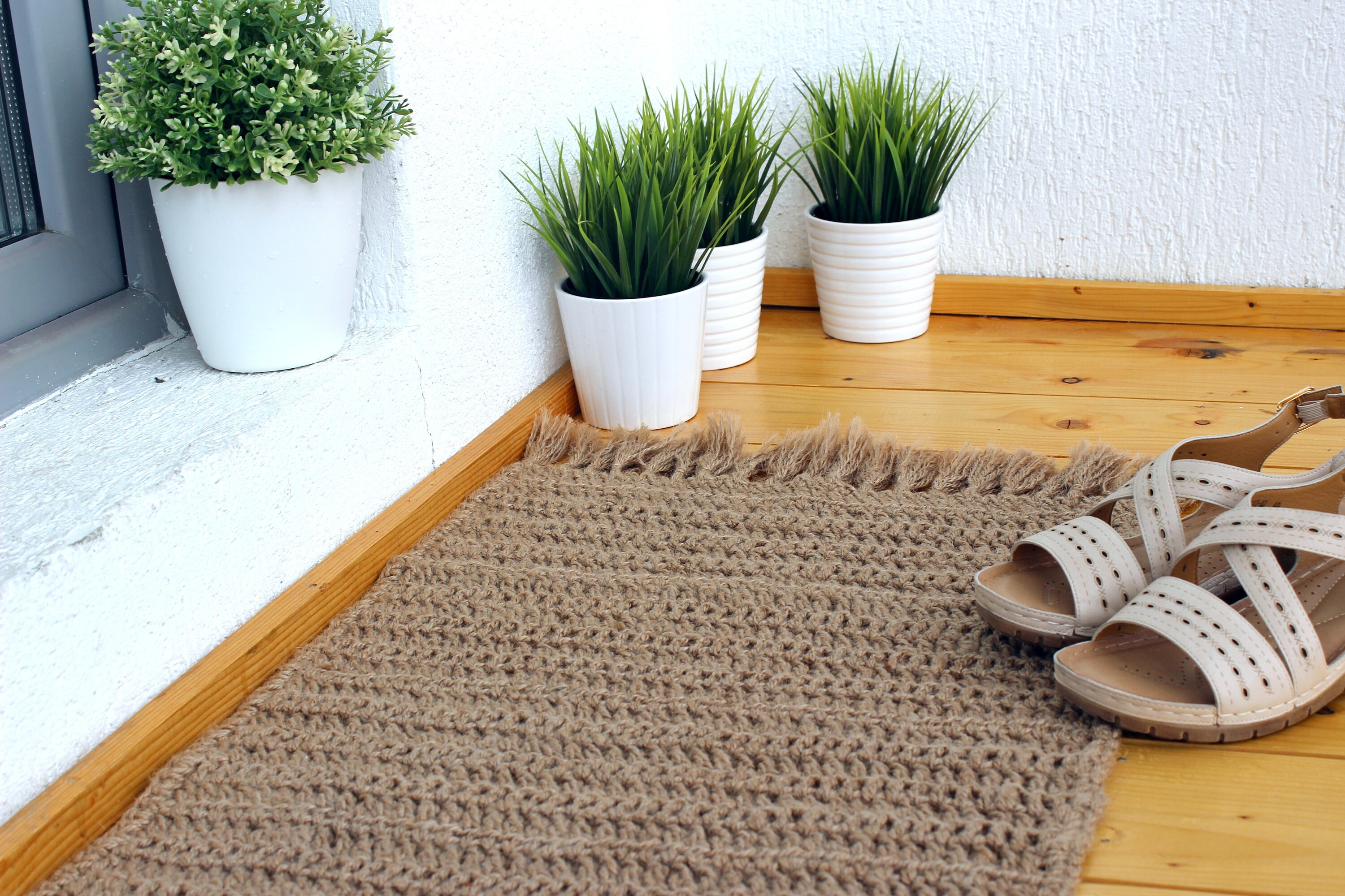 Door mat Jute Rug Doormat 100 Natural Jute Rug Crochet Etsy