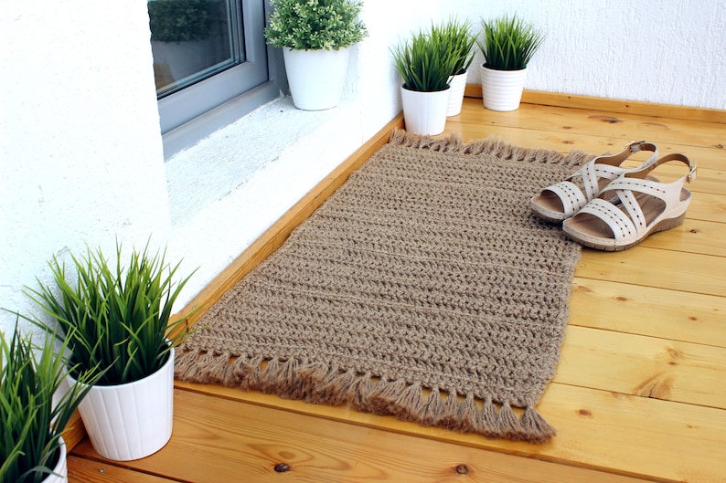 Door mat Jute Rug Doormat 100 Natural Jute Rug Crochet Etsy