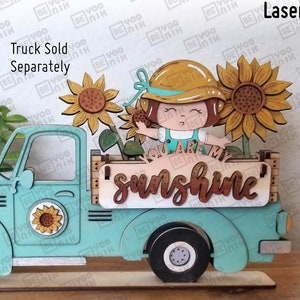 You are my sunshine sunflower tiered tray laser files in SVG and PDF files set of 5 signs for our truck, house or cart, Sunflowers cut files