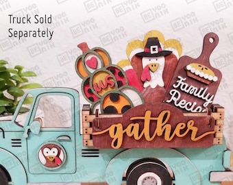 Gather Thanksgiving tiered tray  laser files in SVG and PDF files set of 5 signs for our cart, Turkey tiered tray cut files, Pumpkin cut
