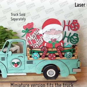 Christmas Merry and Bright Santa tiered tray laser cut files in SVG and PDF 5 signs set for our cart, tiered tray cut files, Christmas truck