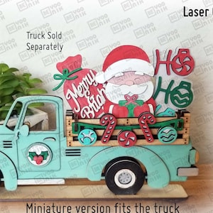 Christmas Merry and Bright Santa tiered tray laser cut files in SVG and PDF 5 signs set for our cart, tiered tray cut files, Christmas truck