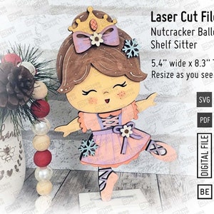 Arquivos de corte a laser em SVG e PDF para mesa de bailarina quebra-nozes digital. Corte a laser para mesa de bailarina quebra-nozes de Natal.