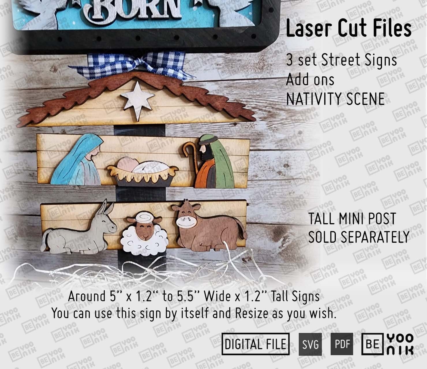Visual Sign Nativity Add on Nativity Scene 3 Street Signs in SVG and PDF for Our TALL Mini ...