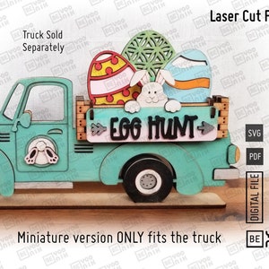 Ensemble de 3 plaques de chasse aux œufs de taille mini et standard, le camion et la planche ne peuvent contenir que les fichiers mini-laser au format SVG et PDF. Pâques