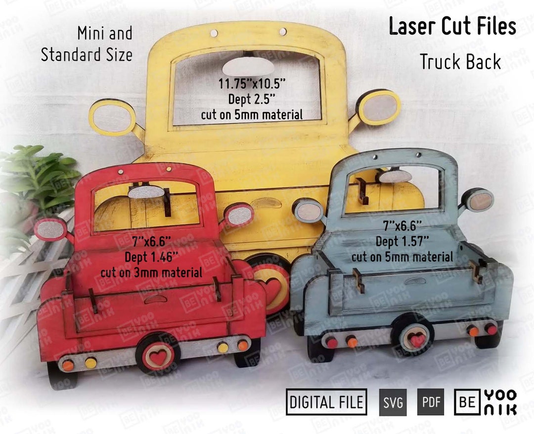Vintage Truck Back Interchangeable Display Shelf Laser Cut Files in SVG ...