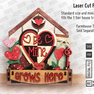 Love grows here 5 signs Mini and Standard size, truck and board can only fit the mini laser files in SVG and PDF files. Valentine, Hearts