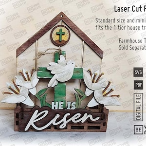 Christian Easter He is Risen 5 Set Interchangeable Laser cut files in SVG and PDF. Mini and Standard Size, Happy Easter Laser, Glowforge svg