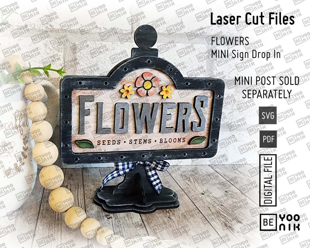 Add on FLOWERS Mini Sign in SVG and PDF for Our Mini Post Drop in Frame ...